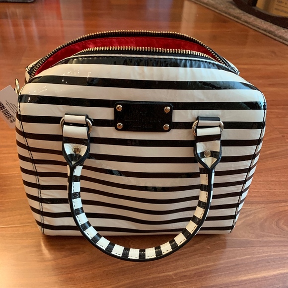kate spade Handbags - Kate Spade Black and White Striped Bag